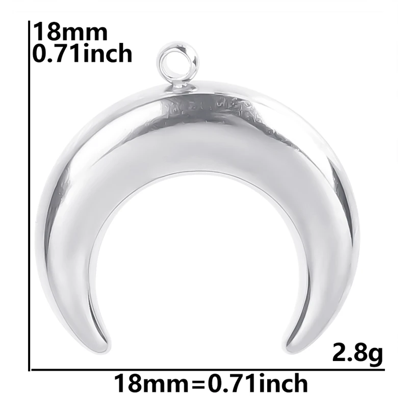 Luna Moon 100% Stainless Steel Charms For Jewelry Making Supplies Curved Month Pendant Silver Color Fashion Charms In Bulk Gifts
