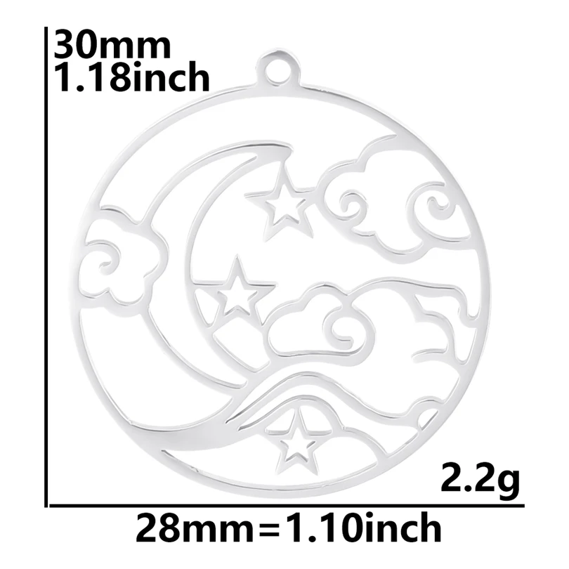 Luna Moon 100% Stainless Steel Charms For Jewelry Making Supplies Curved Month Pendant Silver Color Fashion Charms In Bulk Gifts