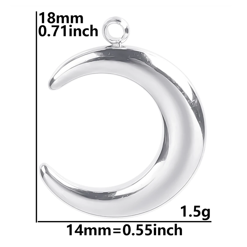 Luna Moon 100% Stainless Steel Charms For Jewelry Making Supplies Curved Month Pendant Silver Color Fashion Charms In Bulk Gifts