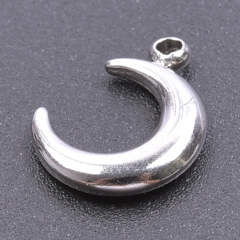 Luna Moon 100% Stainless Steel Charms For Jewelry Making Supplies Curved Month Pendant Silver Color Fashion Charms In Bulk Gifts
