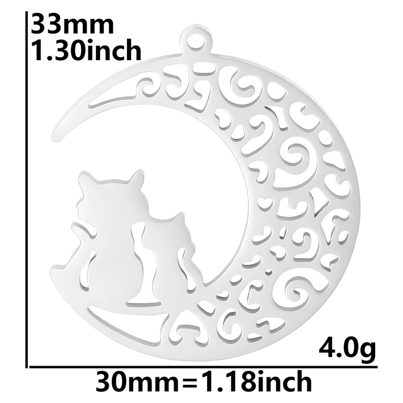 Luna Moon 100% Stainless Steel Charms For Jewelry Making Supplies Curved Month Pendant Silver Color Fashion Charms In Bulk Gifts