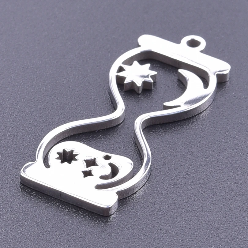 Luna Moon 100% Stainless Steel Charms For Jewelry Making Supplies Curved Month Pendant Silver Color Fashion Charms In Bulk Gifts