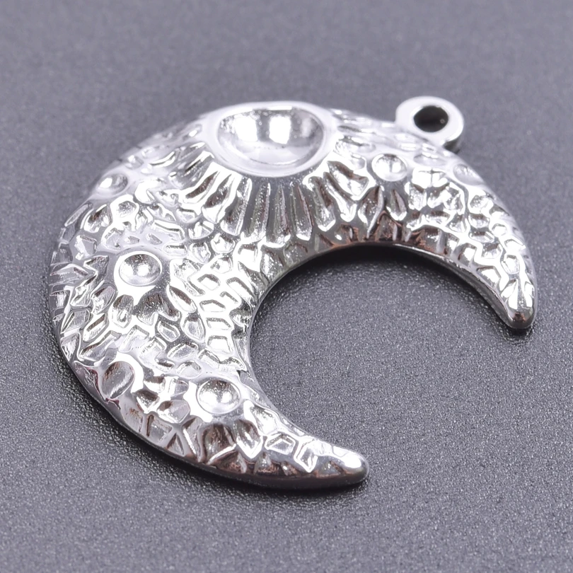 Luna Moon 100% Stainless Steel Charms For Jewelry Making Supplies Curved Month Pendant Silver Color Fashion Charms In Bulk Gifts