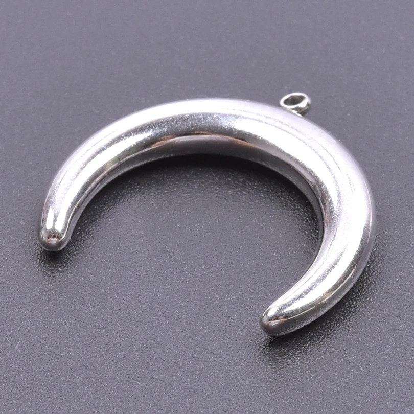 Luna Moon 100% Stainless Steel Charms For Jewelry Making Supplies Curved Month Pendant Silver Color Fashion Charms In Bulk Gifts