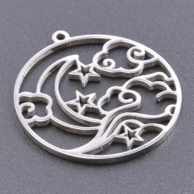 Luna Moon 100% Stainless Steel Charms For Jewelry Making Supplies Curved Month Pendant Silver Color Fashion Charms In Bulk Gifts