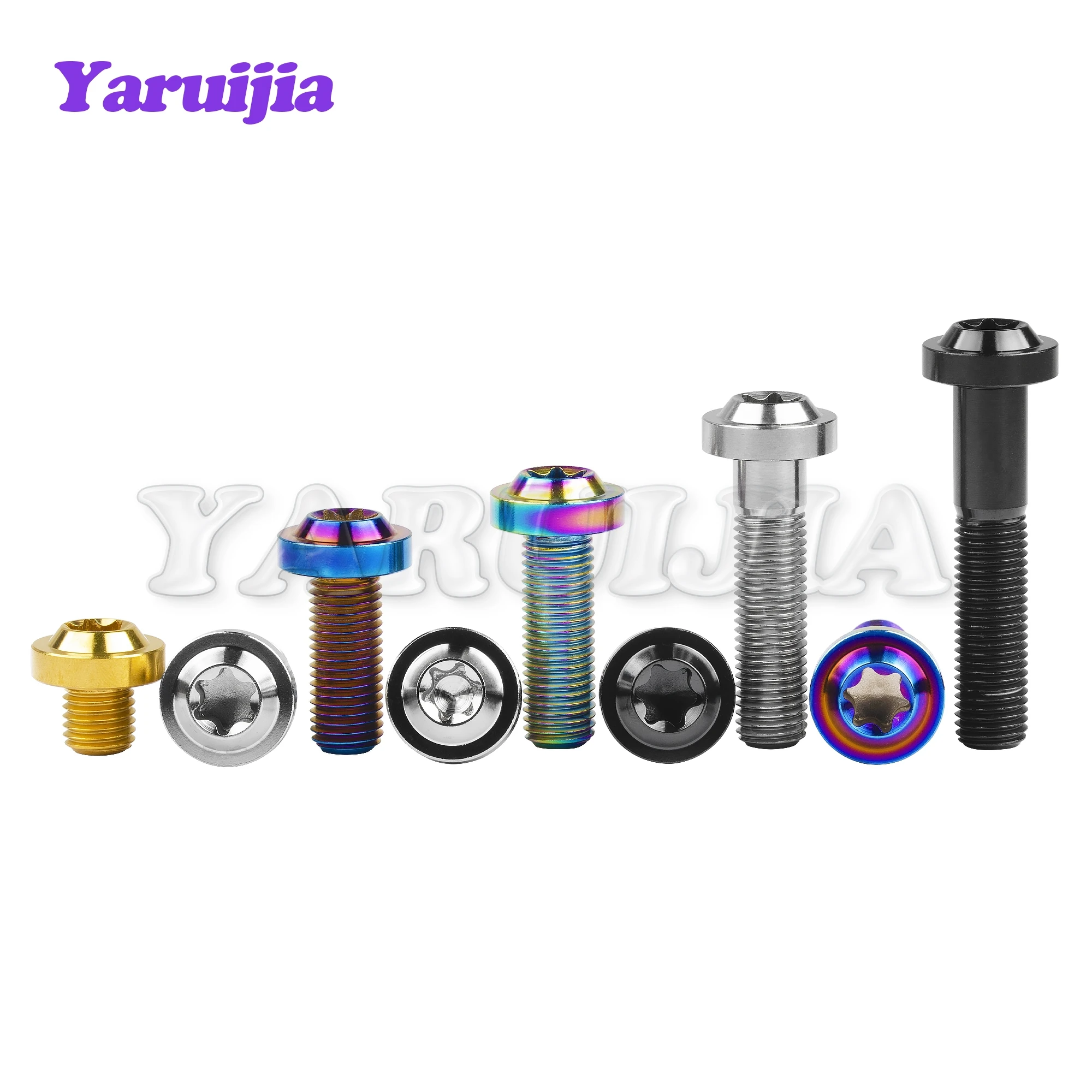 Yaruijia Titanium Bolt M10x10/15/20/25/30/35/40/45/50/60/65mm 1.25/1.5 Pitch Plum Torx T45/T50 Head for Motorcycle Car