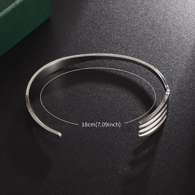 Fashion Design Stainless Steel Curved Tableware Fork Open Bracelet Men and Women Personality Charm Hip Hop Casual Jewelry Gift