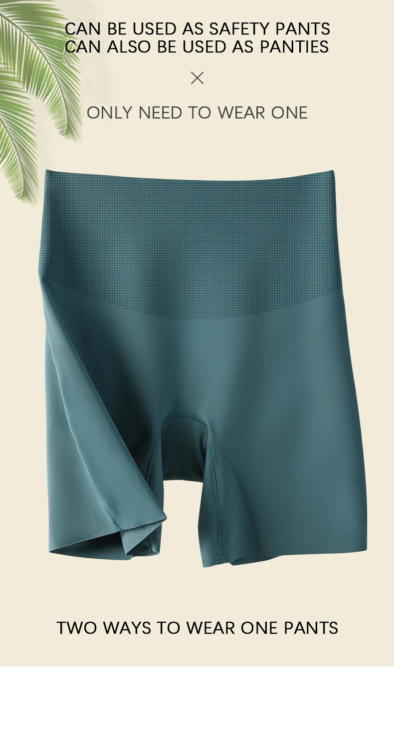 Flarixa Women's Seamless Shorts Safety Pants High Waist Large Size Ice Silk Boxer Panties Anti Friction Skirt Shorts