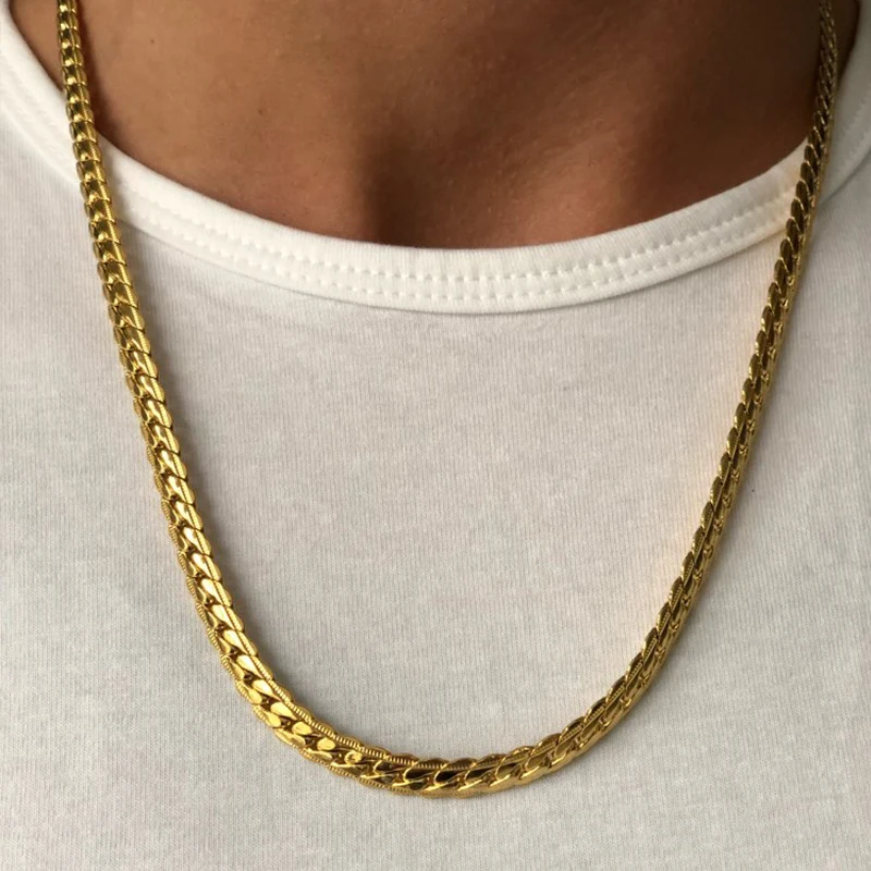 18K Gold /Silver Plated Stainless Steel Long 3.5mm 6MM Flexible Flat Snake Chain Necklace for Women and Men Dropshipping