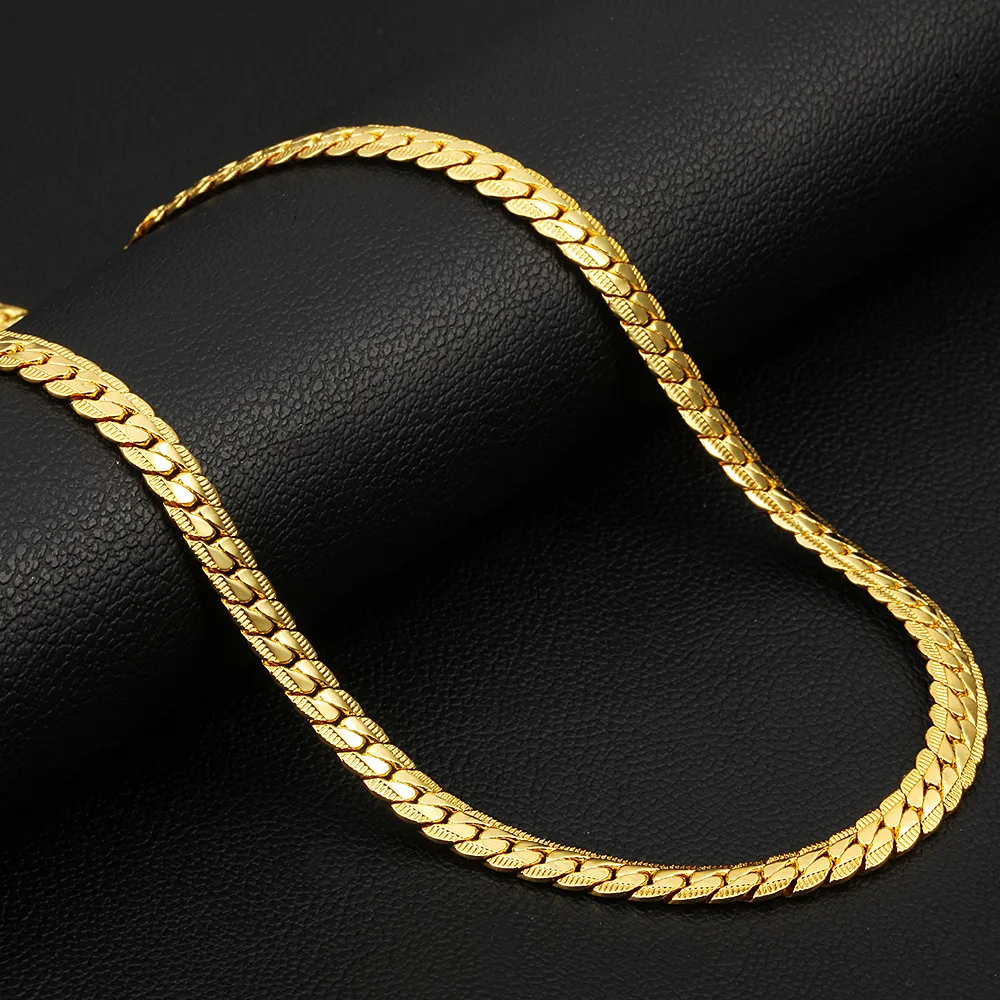 18K Gold /Silver Plated Stainless Steel Long 3.5mm 6MM Flexible Flat Snake Chain Necklace for Women and Men Dropshipping