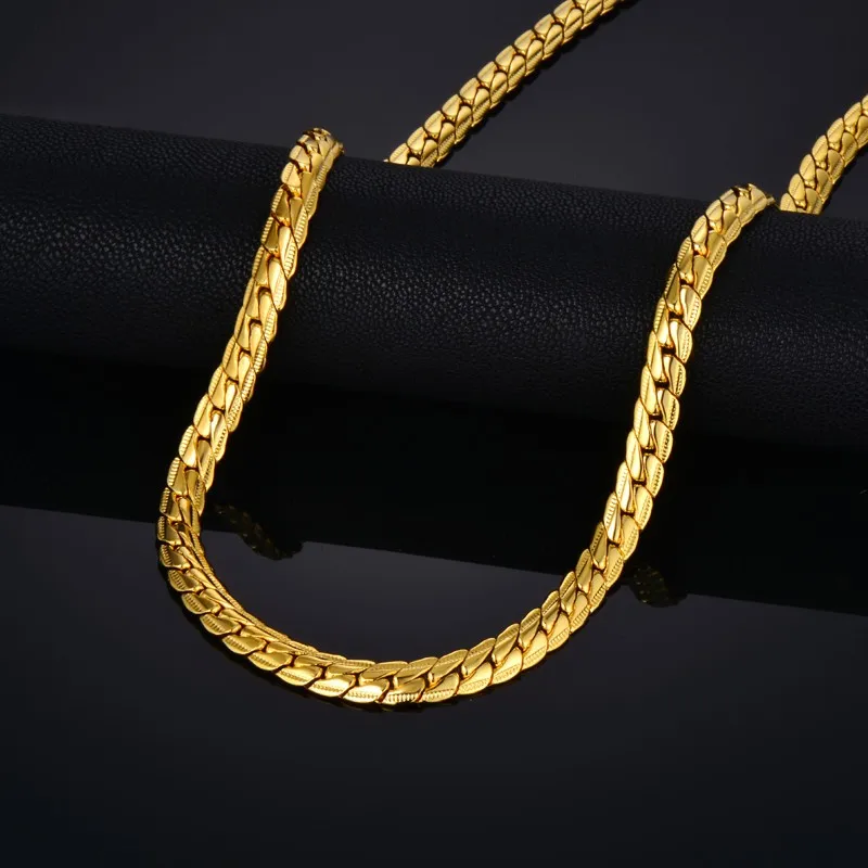 18K Gold /Silver Plated Stainless Steel Long 3.5mm 6MM Flexible Flat Snake Chain Necklace for Women and Men Dropshipping