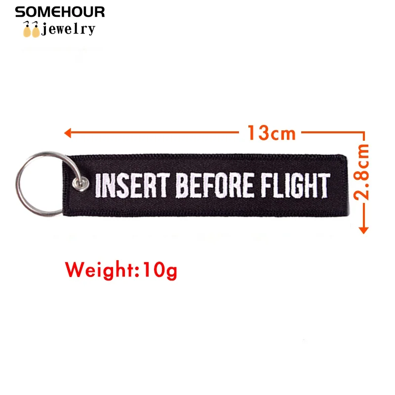 SOMEHOUR Insert Before Flight Car Bag Keychain Fobs Motorcycle Key Ring Tag Jewelry Embroidery Aviation Holder Christmas Gifts