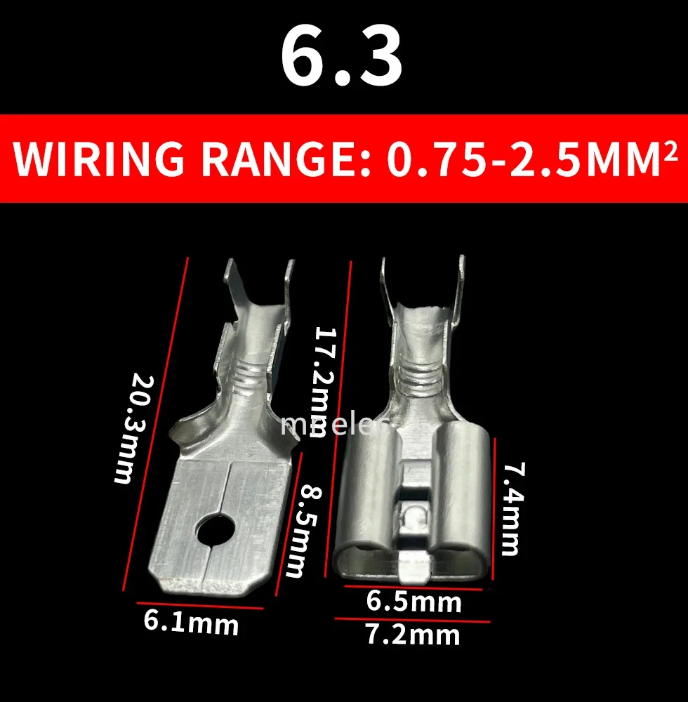 100Pcs 2.8mm 4.8mm 6.3mm Plug Spring Female Male Spade Cold Crimp Terminals Car Speaker Electrical Wire Connectors Set