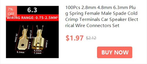 100Pcs 2.8mm 4.8mm 6.3mm Plug Spring Female Male Spade Cold Crimp Terminals Car Speaker Electrical Wire Connectors Set