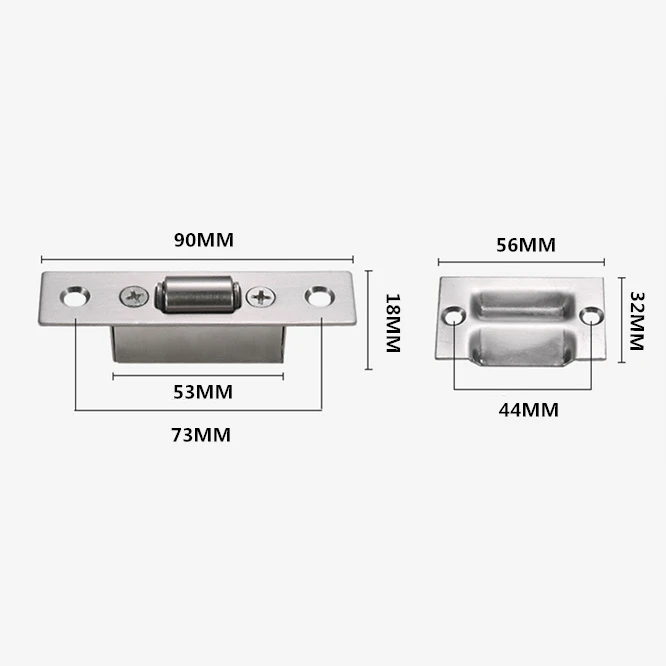 High-quality Hidden Stainless Steel Door Latches Cupboard Cabinet Roller Latch Lock Wooden Door Stops Home Furniture Hardware