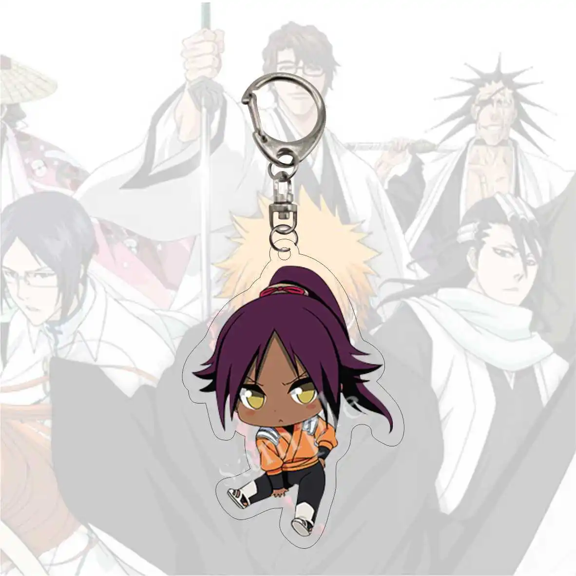 Japan Anime Bleach Cosplay Keychain For Men Women Pendant Keyring Cartoon Print Acrylic Key Chain Ring  Jewelry Wholesale Gift
