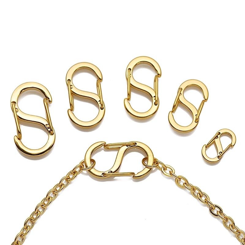 5pcs Gold Stainless Steel Letter S Buckle Spring Lobster Clasp Hook Connectors for Necklace Bracelet DIY Jewelry Making Supplies