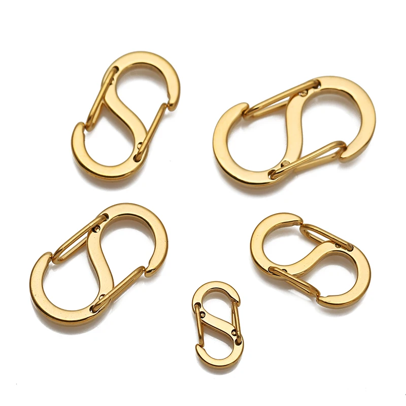 5pcs Gold Stainless Steel Letter S Buckle Spring Lobster Clasp Hook Connectors for Necklace Bracelet DIY Jewelry Making Supplies