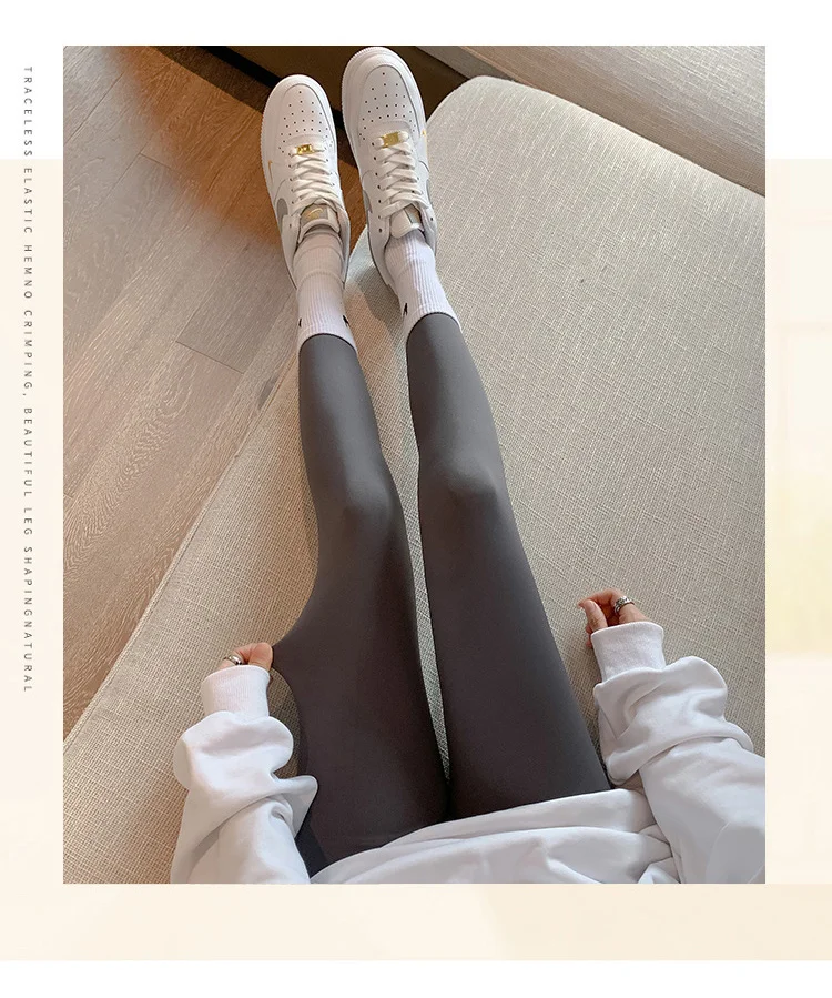 BIVIGAOS Fall Winter Brushed Shark Leggings Pants Women Seamless Naked Feeling High Waist Slim Legging Sports Fitness Leggings