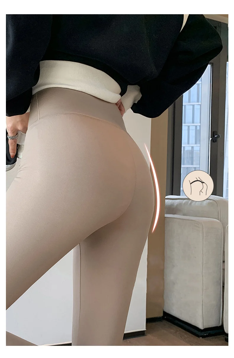 BIVIGAOS Fall Winter Brushed Shark Leggings Pants Women Seamless Naked Feeling High Waist Slim Legging Sports Fitness Leggings
