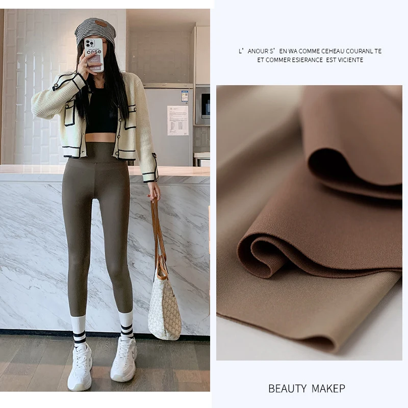 BIVIGAOS Fall Winter Brushed Shark Leggings Pants Women Seamless Naked Feeling High Waist Slim Legging Sports Fitness Leggings