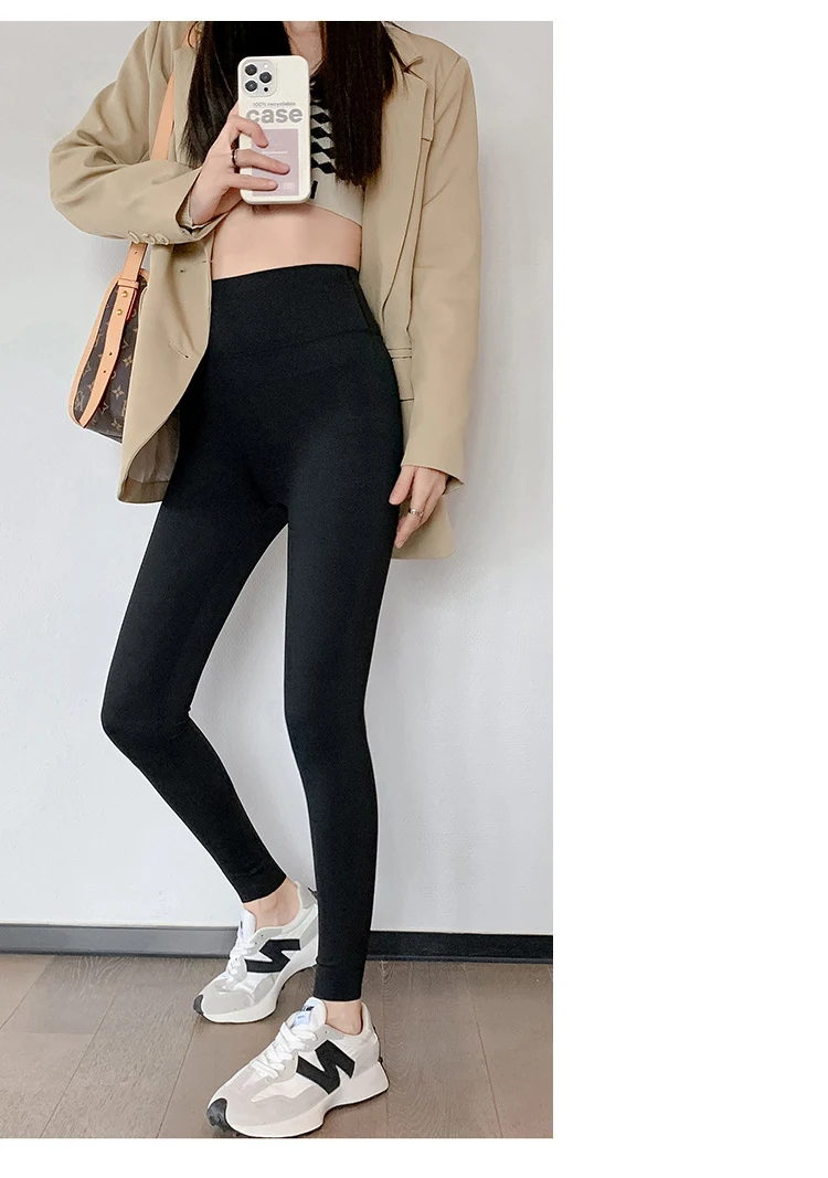 BIVIGAOS Fall Winter Brushed Shark Leggings Pants Women Seamless Naked Feeling High Waist Slim Legging Sports Fitness Leggings
