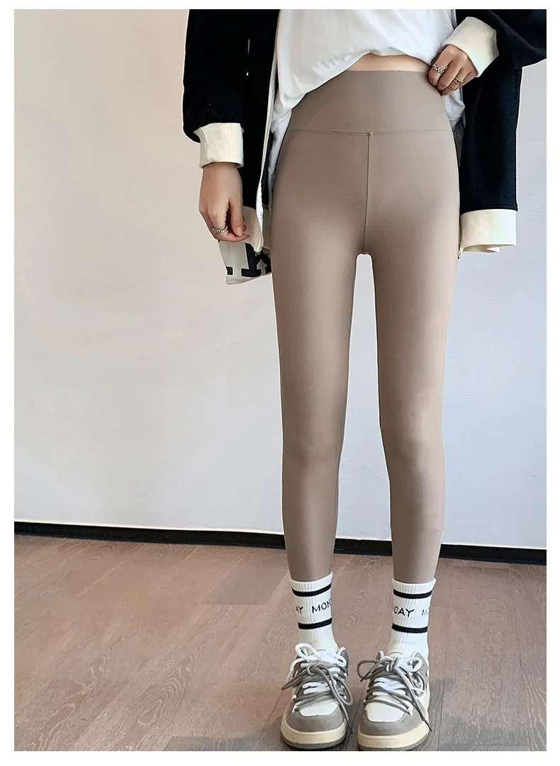 BIVIGAOS Fall Winter Brushed Shark Leggings Pants Women Seamless Naked Feeling High Waist Slim Legging Sports Fitness Leggings
