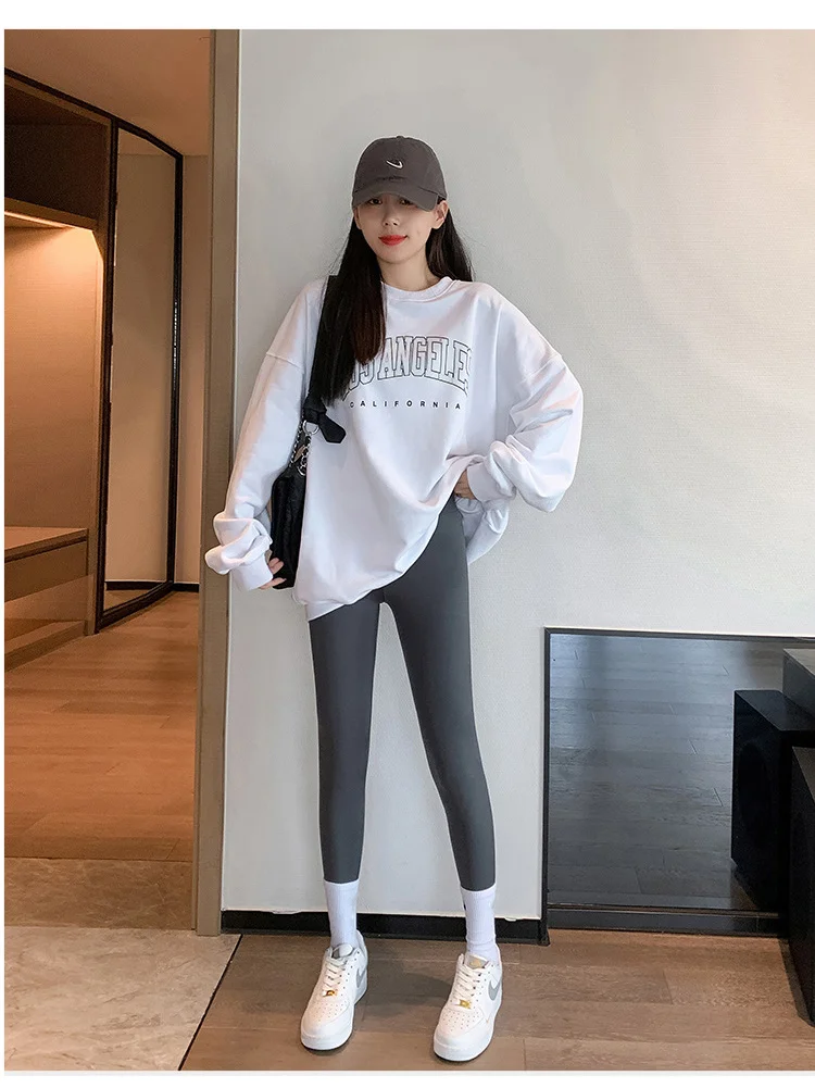 BIVIGAOS Fall Winter Brushed Shark Leggings Pants Women Seamless Naked Feeling High Waist Slim Legging Sports Fitness Leggings