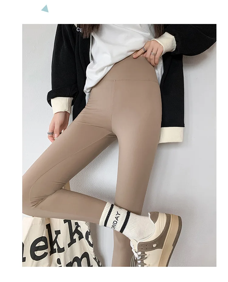 BIVIGAOS Fall Winter Brushed Shark Leggings Pants Women Seamless Naked Feeling High Waist Slim Legging Sports Fitness Leggings