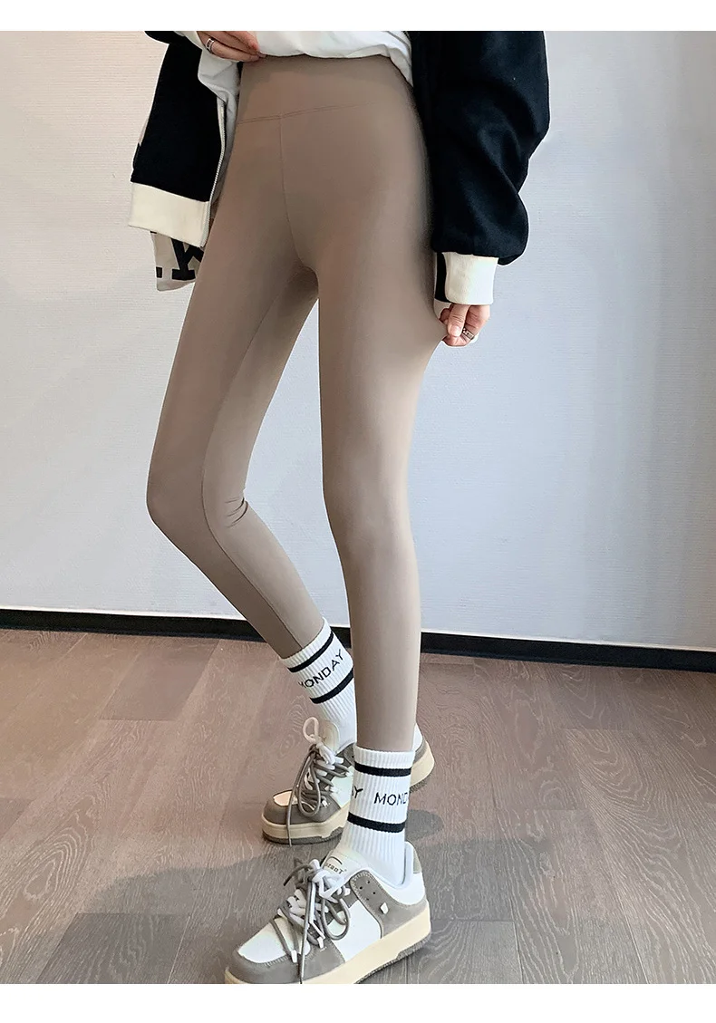 BIVIGAOS Fall Winter Brushed Shark Leggings Pants Women Seamless Naked Feeling High Waist Slim Legging Sports Fitness Leggings