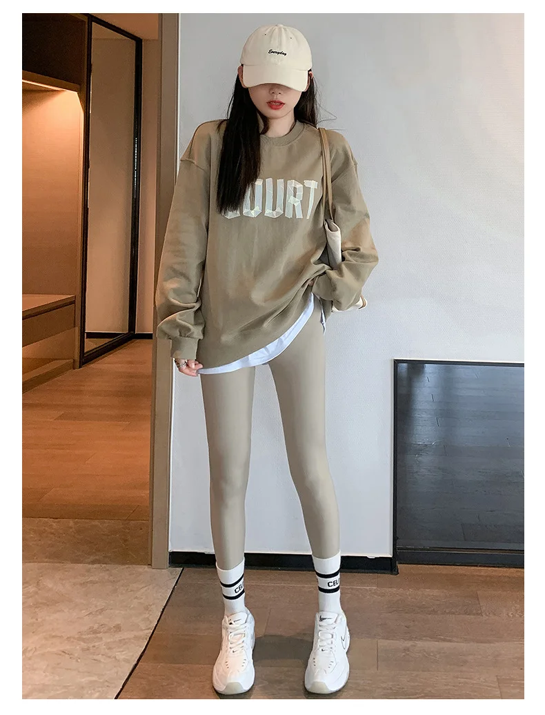 BIVIGAOS Fall Winter Brushed Shark Leggings Pants Women Seamless Naked Feeling High Waist Slim Legging Sports Fitness Leggings