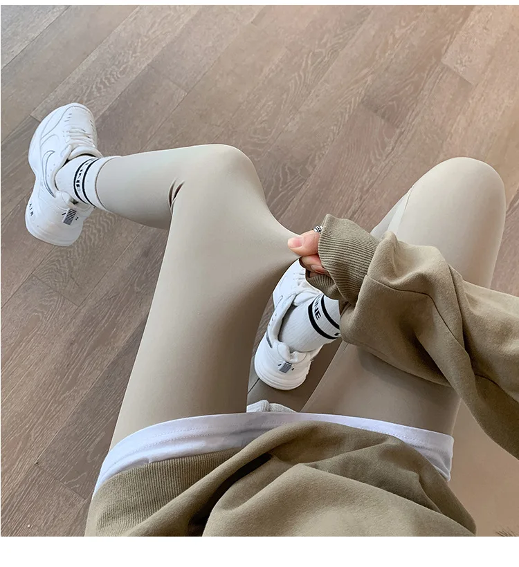 BIVIGAOS Fall Winter Brushed Shark Leggings Pants Women Seamless Naked Feeling High Waist Slim Legging Sports Fitness Leggings