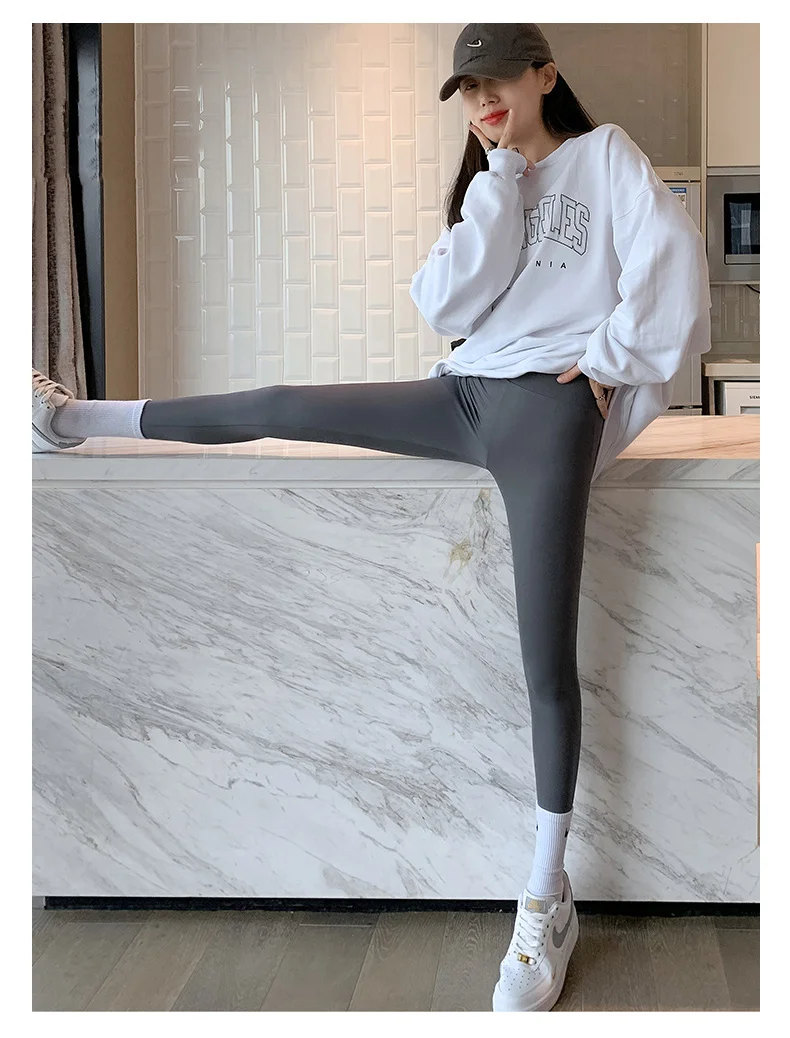 BIVIGAOS Fall Winter Brushed Shark Leggings Pants Women Seamless Naked Feeling High Waist Slim Legging Sports Fitness Leggings