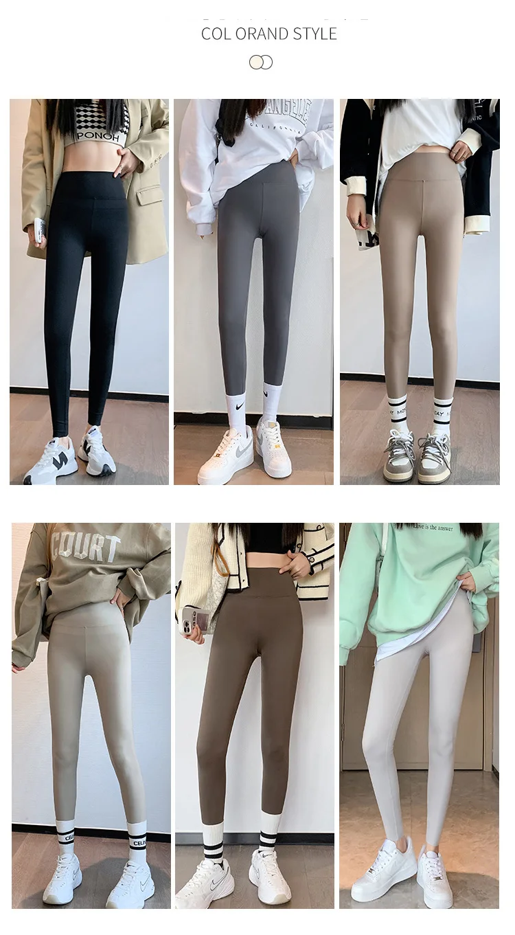 BIVIGAOS Fall Winter Brushed Shark Leggings Pants Women Seamless Naked Feeling High Waist Slim Legging Sports Fitness Leggings