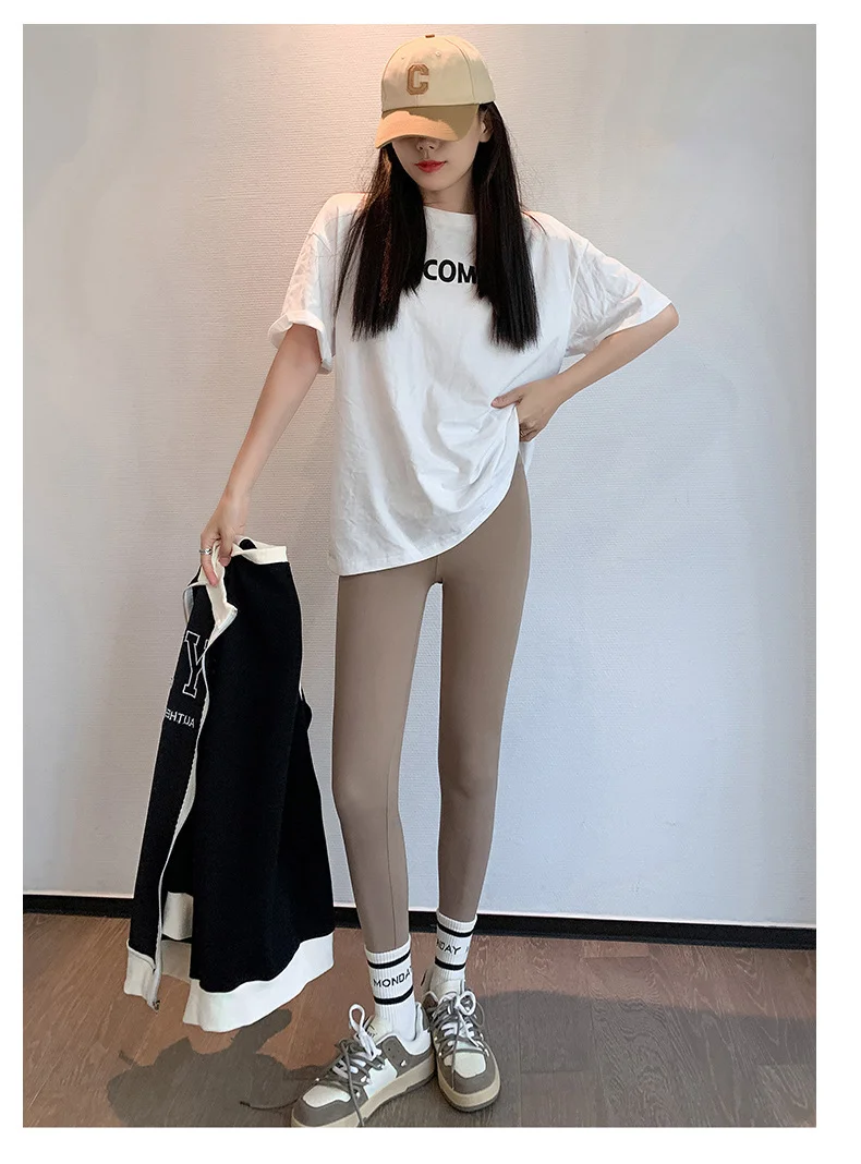 BIVIGAOS Fall Winter Brushed Shark Leggings Pants Women Seamless Naked Feeling High Waist Slim Legging Sports Fitness Leggings