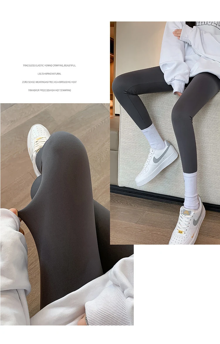 BIVIGAOS Fall Winter Brushed Shark Leggings Pants Women Seamless Naked Feeling High Waist Slim Legging Sports Fitness Leggings