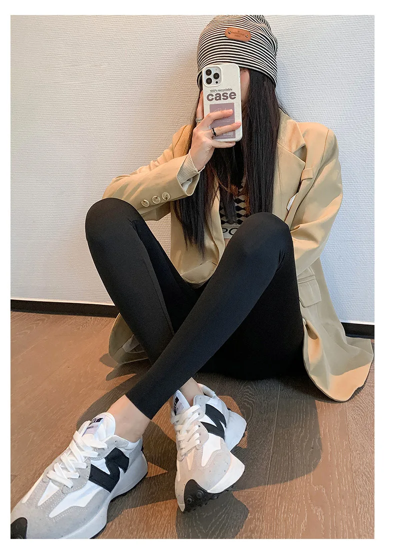BIVIGAOS Fall Winter Brushed Shark Leggings Pants Women Seamless Naked Feeling High Waist Slim Legging Sports Fitness Leggings