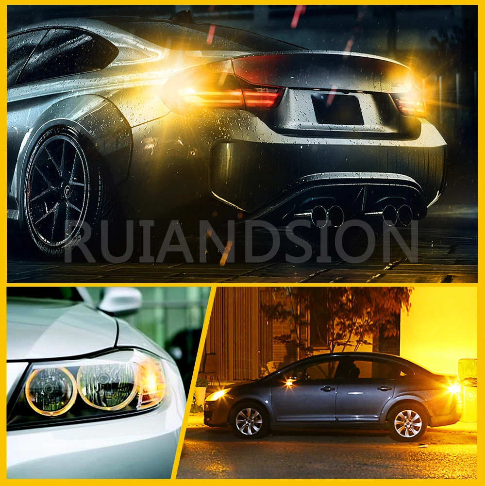 RUIANDSION P21W 1156 BA15S LED P21/5W BAY15D 1157 LED Bulb 12V Tail Brake Light Reverse Lamp Turn Signal Light Frosted Cover