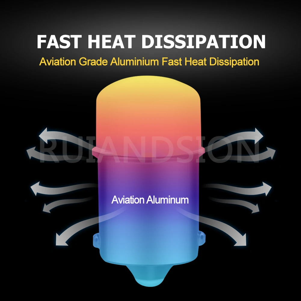 RUIANDSION P21W 1156 BA15S LED P21/5W BAY15D 1157 LED Bulb 12V Tail Brake Light Reverse Lamp Turn Signal Light Frosted Cover