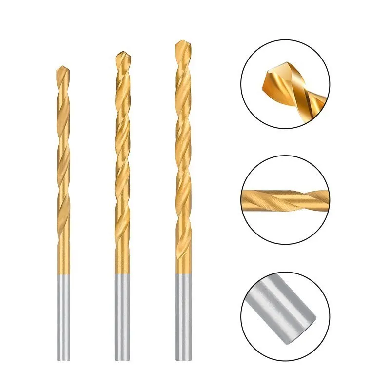 CMCP 1-10.5mm Titanium Coated HSS Metal Drills Electric Twist Drill Bit HSS Gun Drilling For Metal Woodworking Tools Hole Cutter