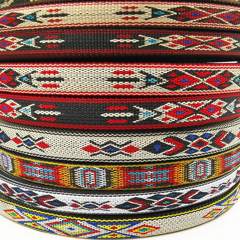 3Yards 10-20MM Retro Jacquard Substantial Thick Webbing Bag Belt Straps Ribbon for DIY Horse Or Big Pet Collar Clothing Sewing