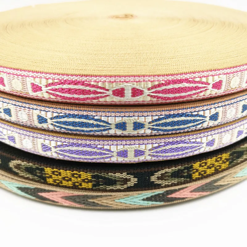 3Yards 10-20MM Retro Jacquard Substantial Thick Webbing Bag Belt Straps Ribbon for DIY Horse Or Big Pet Collar Clothing Sewing