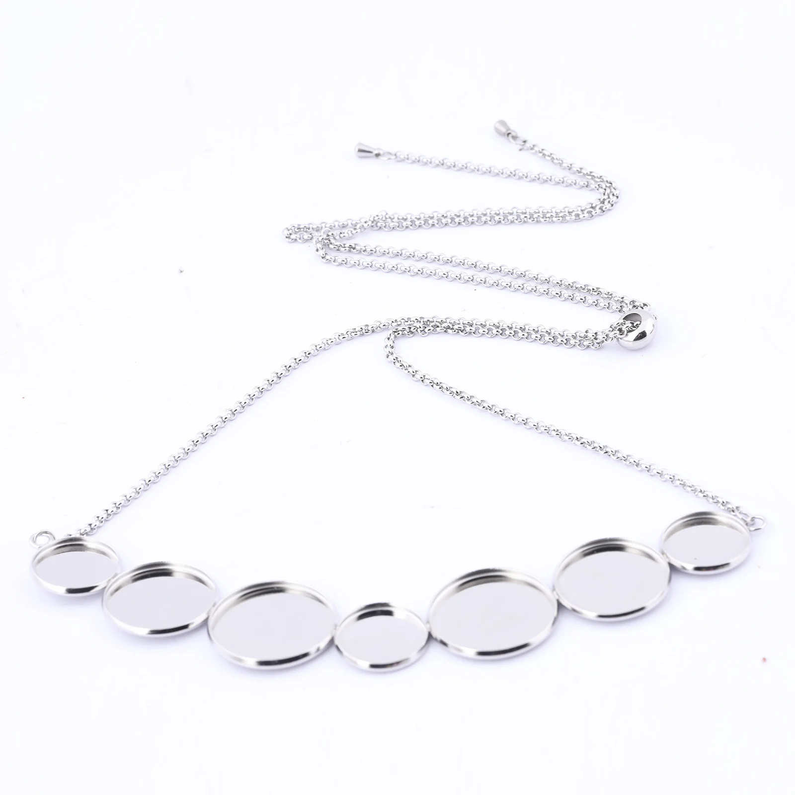 2pcs Stainless Steel 14mm 18mm 20mm Multi Cabochon Necklace Base Setting Trays Diy Bezel Pendant Blanks For Jewelry Making