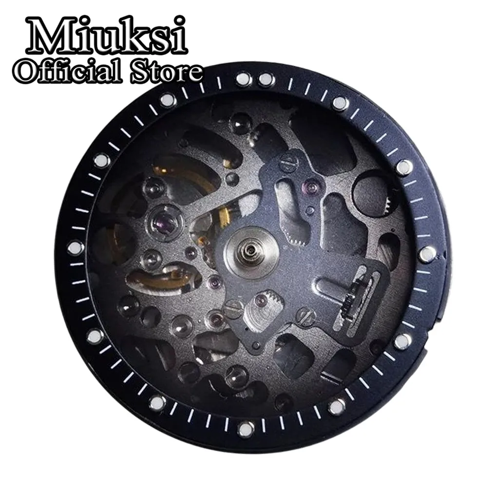 Miuksi 28.5mm black blue white transparent dial plastic movement bezel fit NH35 NH36 NH38 NH39 NH70 NH72 movement
