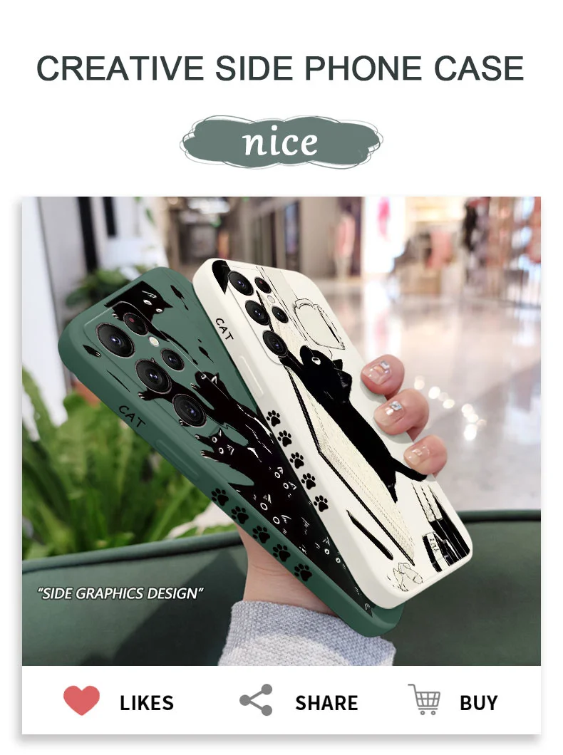 Naughty Cat Phone Case For Samsung Galaxy S25FE  S24 S23 S22 S21 S20 Ultra Plus FE S10 Note 20 ultra 10 9 Plus Cover