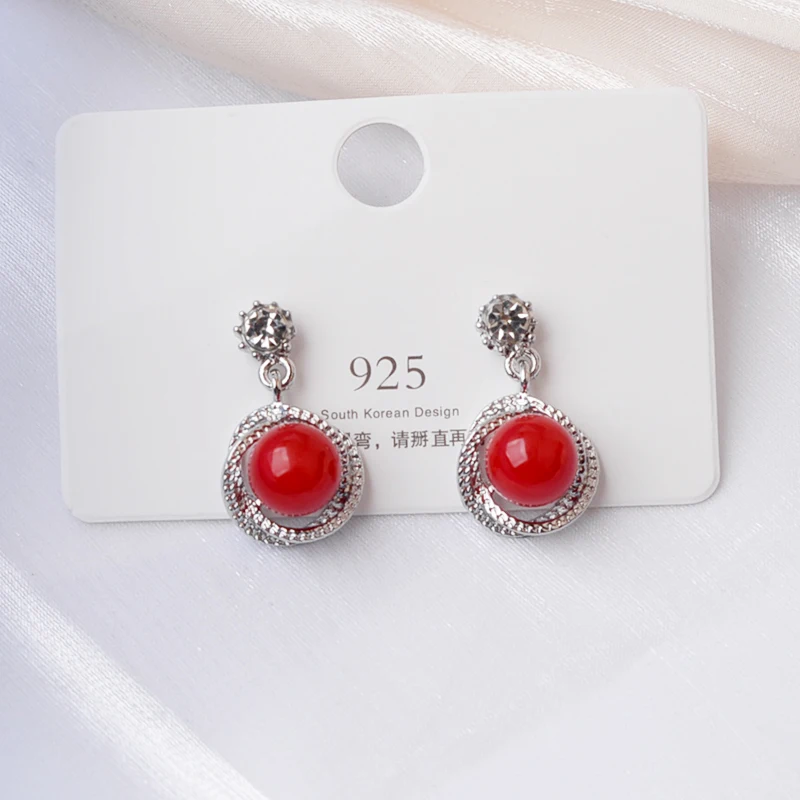 Korean Style Contracted Heart Pearl Earrings For Women Sweet Flower Zircon Geometric Pendant Earring Girl Party Jewelry Gift