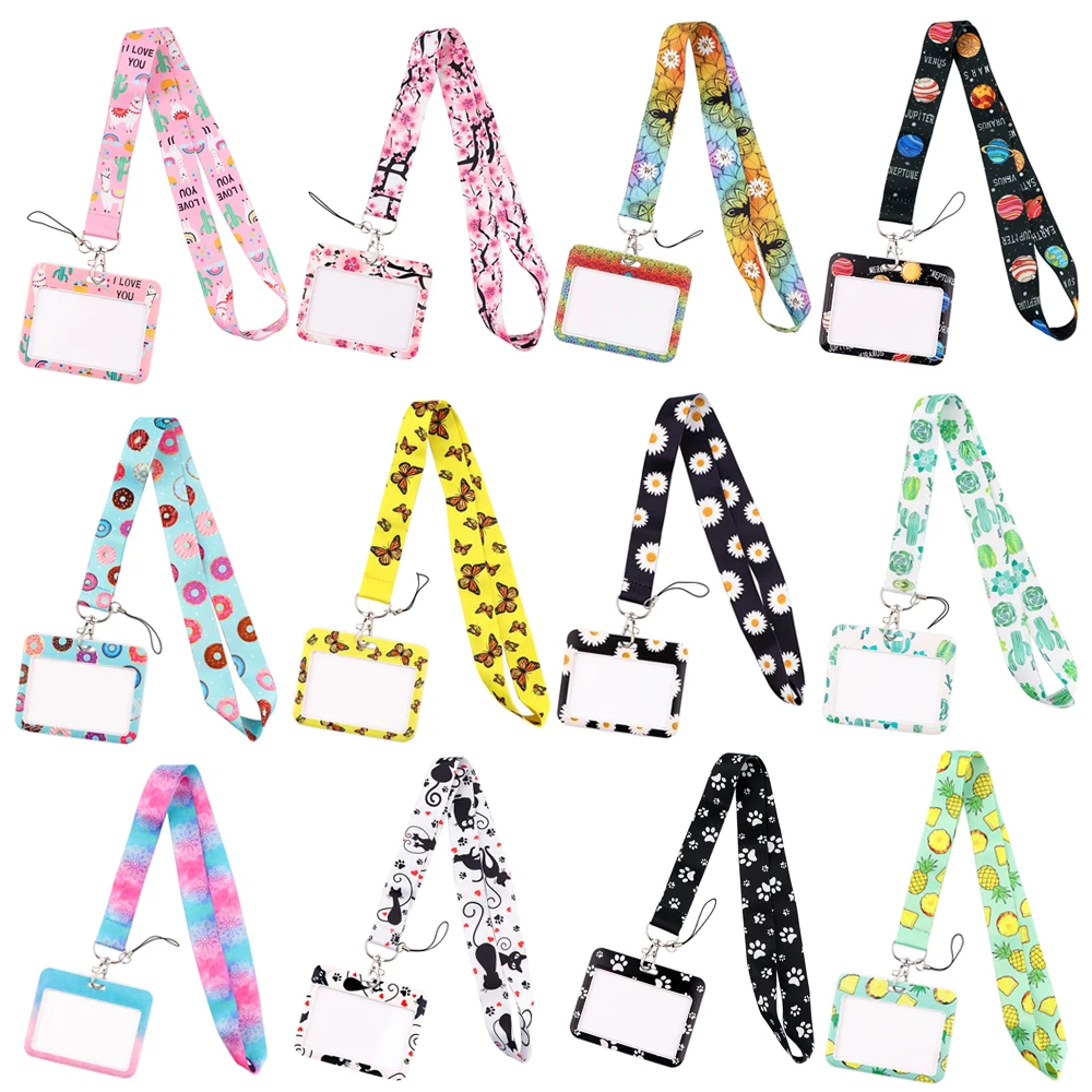 Wholesale Horizontal Style Yoga Sakura Daisy Lanyard for Key Neck Strap Card ID Badge Holder Key Chain Key Holder Accessories