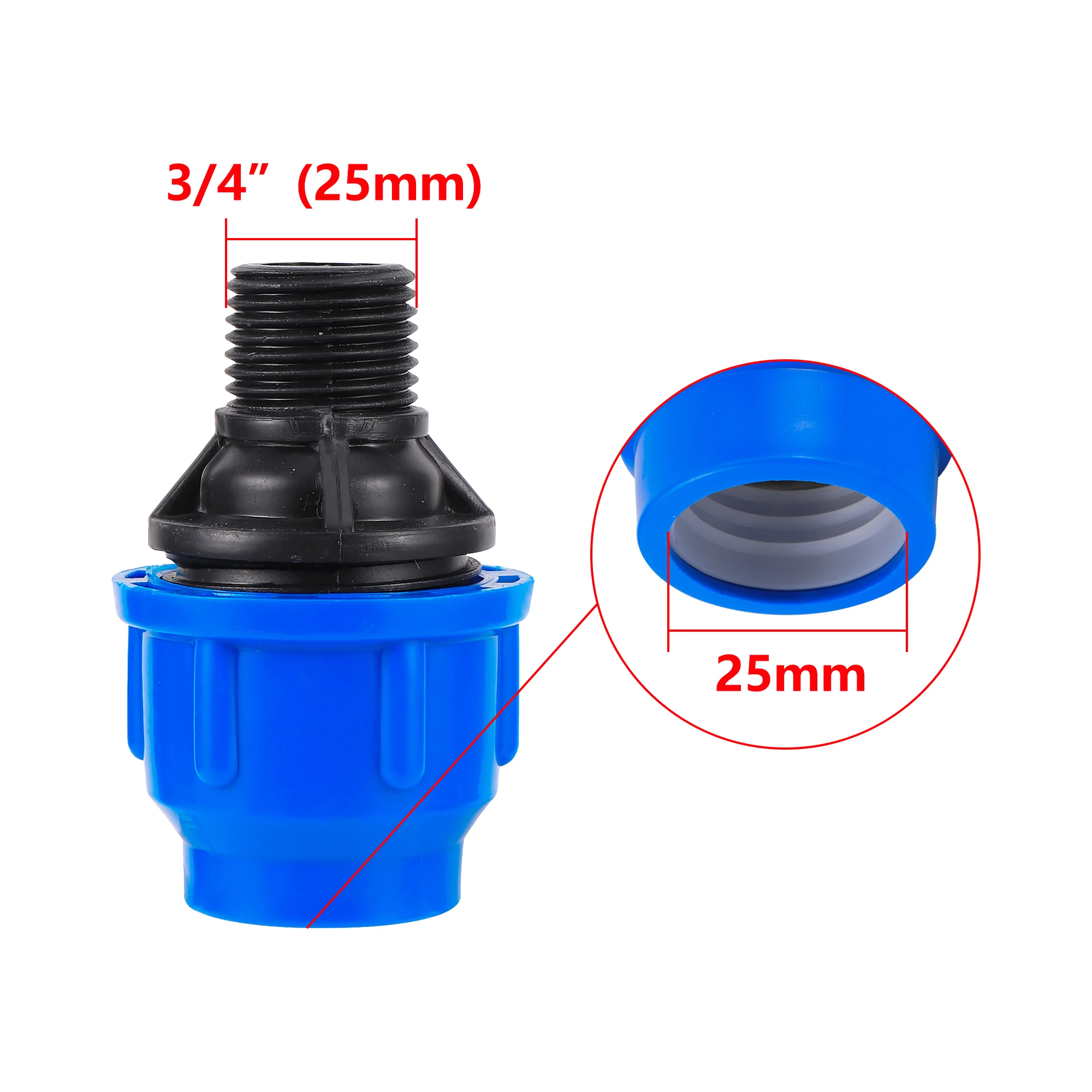 PE PVC Pipe Adapter 1/2" 3/4" 1"1.2"1.5" Male to 20/25/32/40/50mm Reducer Garden Irrigation Pipe Adapter