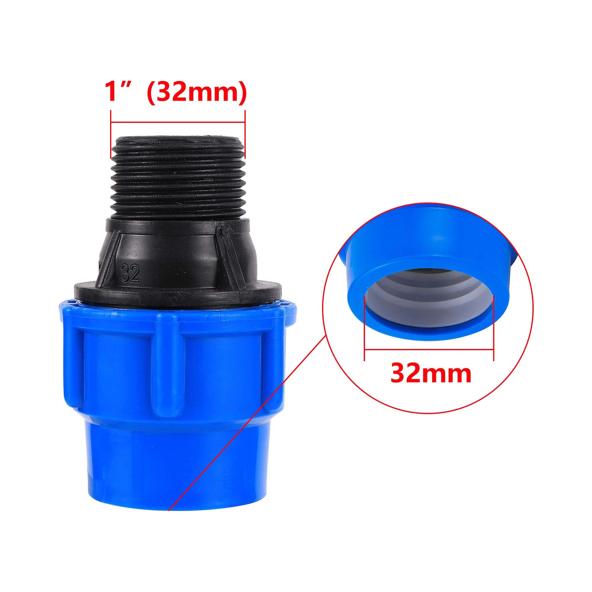 PE PVC Pipe Adapter 1/2" 3/4" 1"1.2"1.5" Male to 20/25/32/40/50mm Reducer Garden Irrigation Pipe Adapter