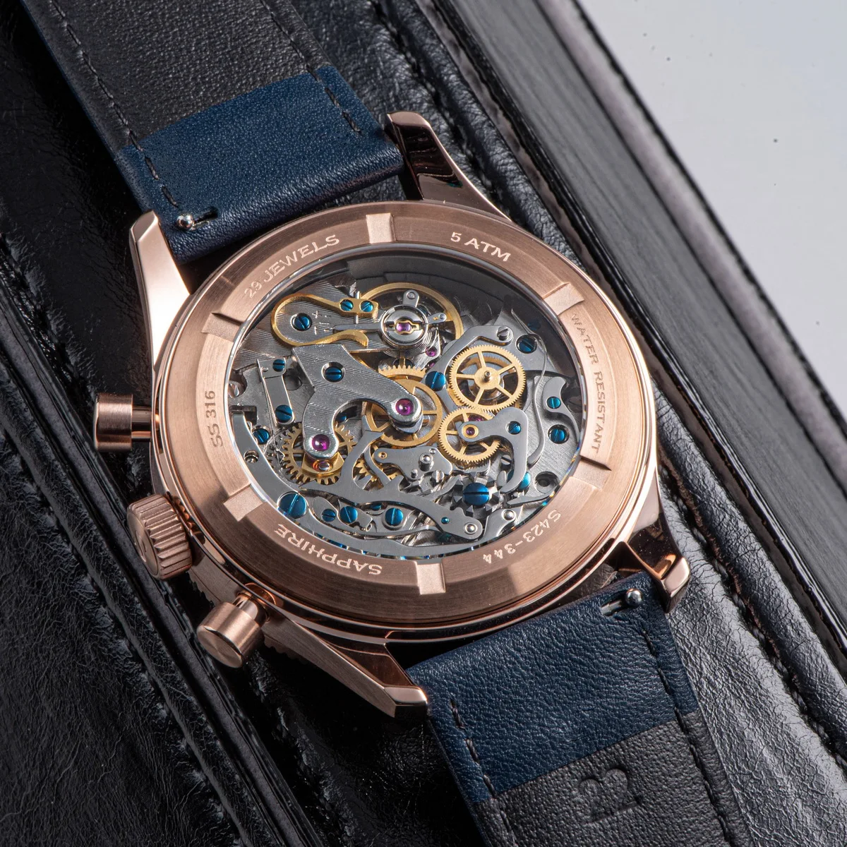 Sugess Pilot Watch Handwind Chronograph Mechanical Wristwatches Luminous Skeleton Men Watches Crystal Sapphire Leather New 2022